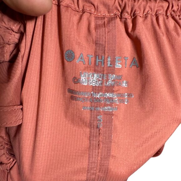 Athleta Rust Elastic Ruffled Neck Levitate Tank Top Women's Small Muted Red - Picture 10 of 12